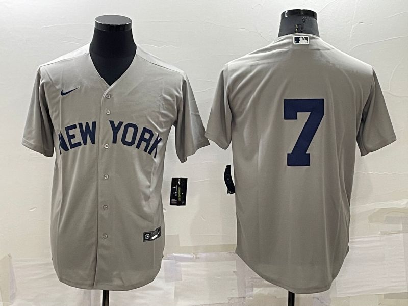 Men New York Yankees 7 No Name Grey Game 2022 Nike MLB Jersey